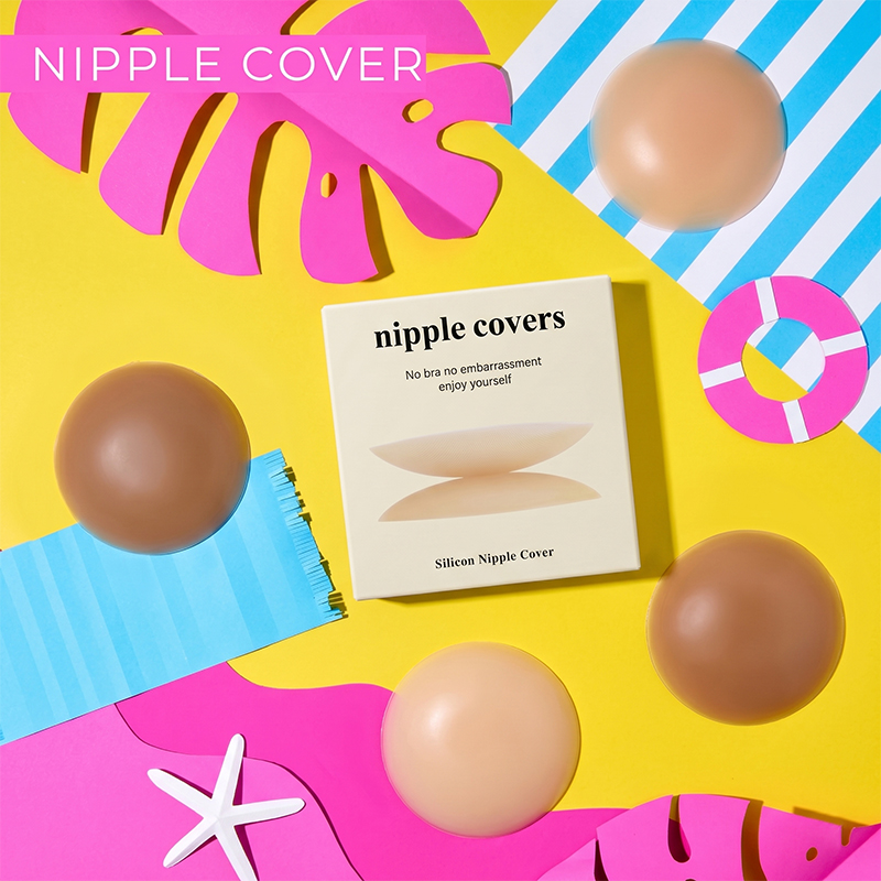 Silicone Bra Adhesive - 2er-Pack Unsichtbare Selbstklebende Nippelabdeckungen für Frauen,